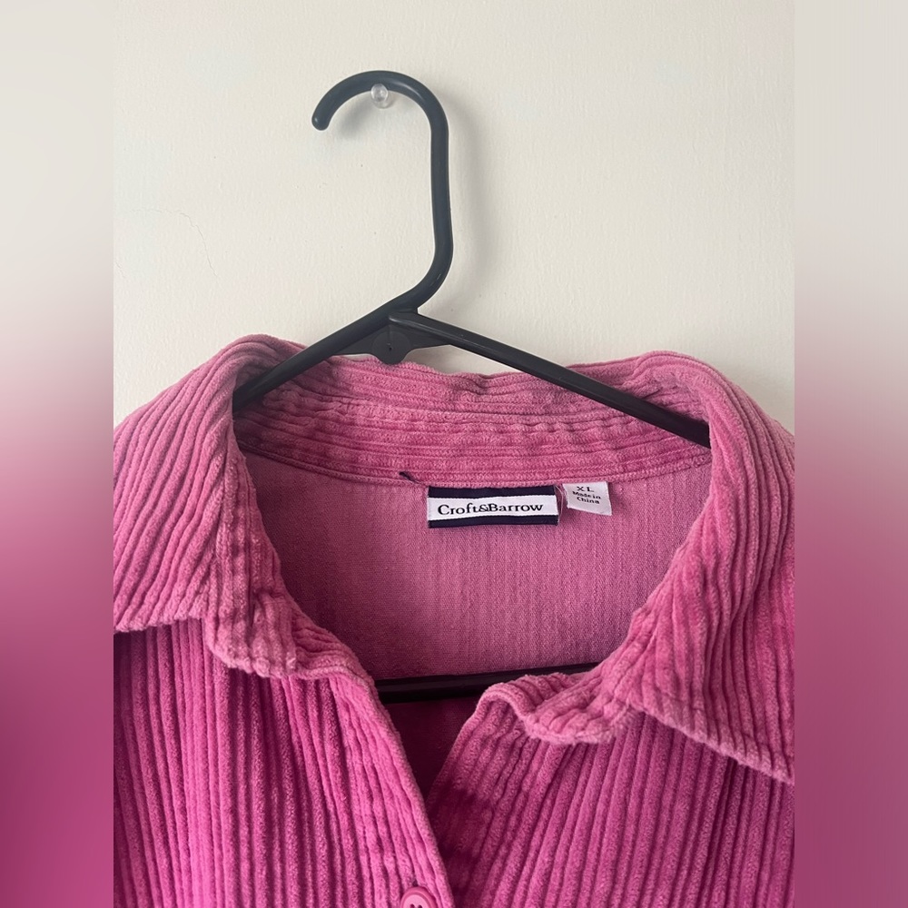 Vintage Croft and Barrow Women’s Oversized Corduroy Shacket Shirt Jacket Pink XL - Picture 5 of 6